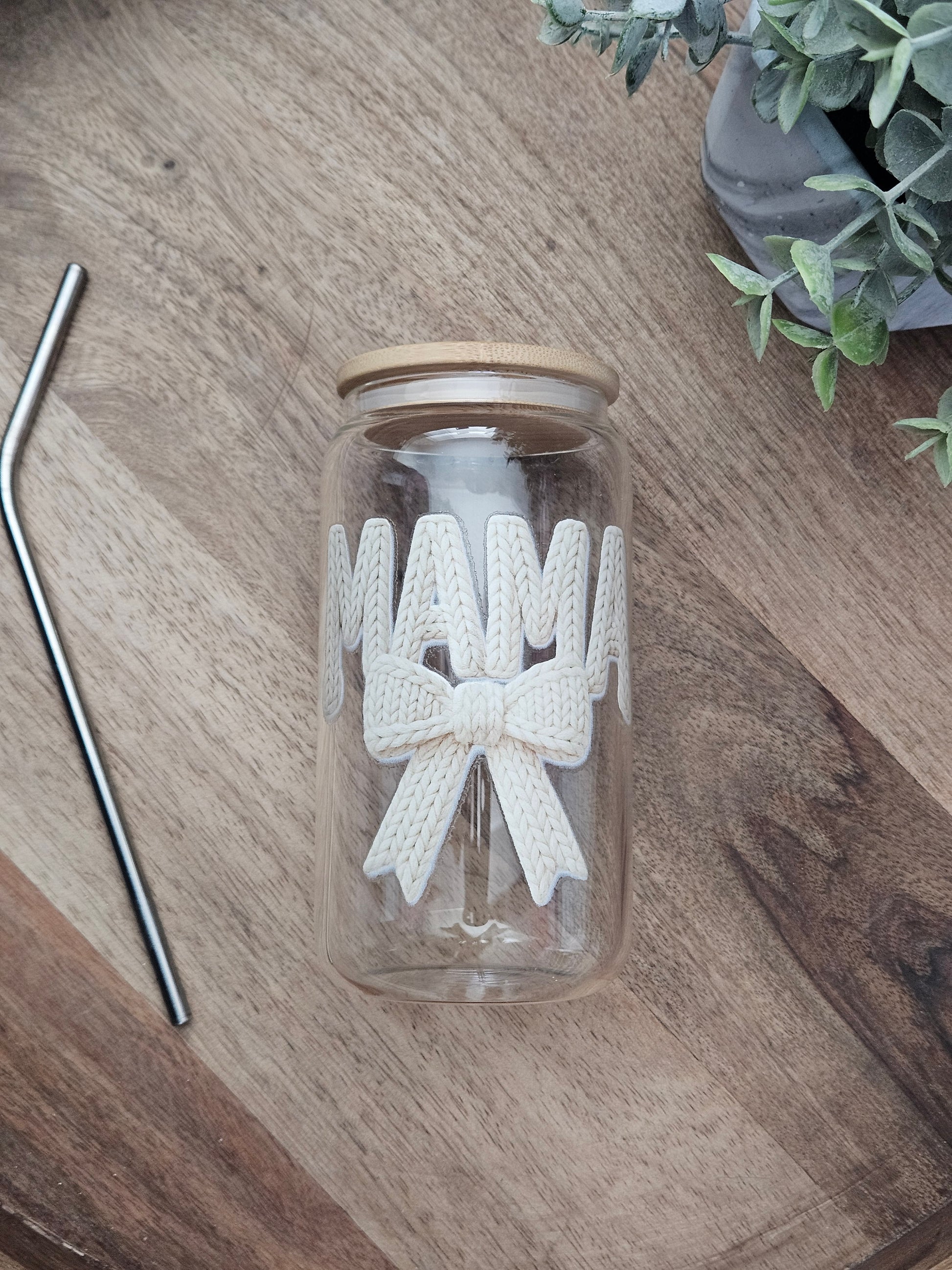 Mama Faux Yarn Glass Cup - Desert Blossom Gifts