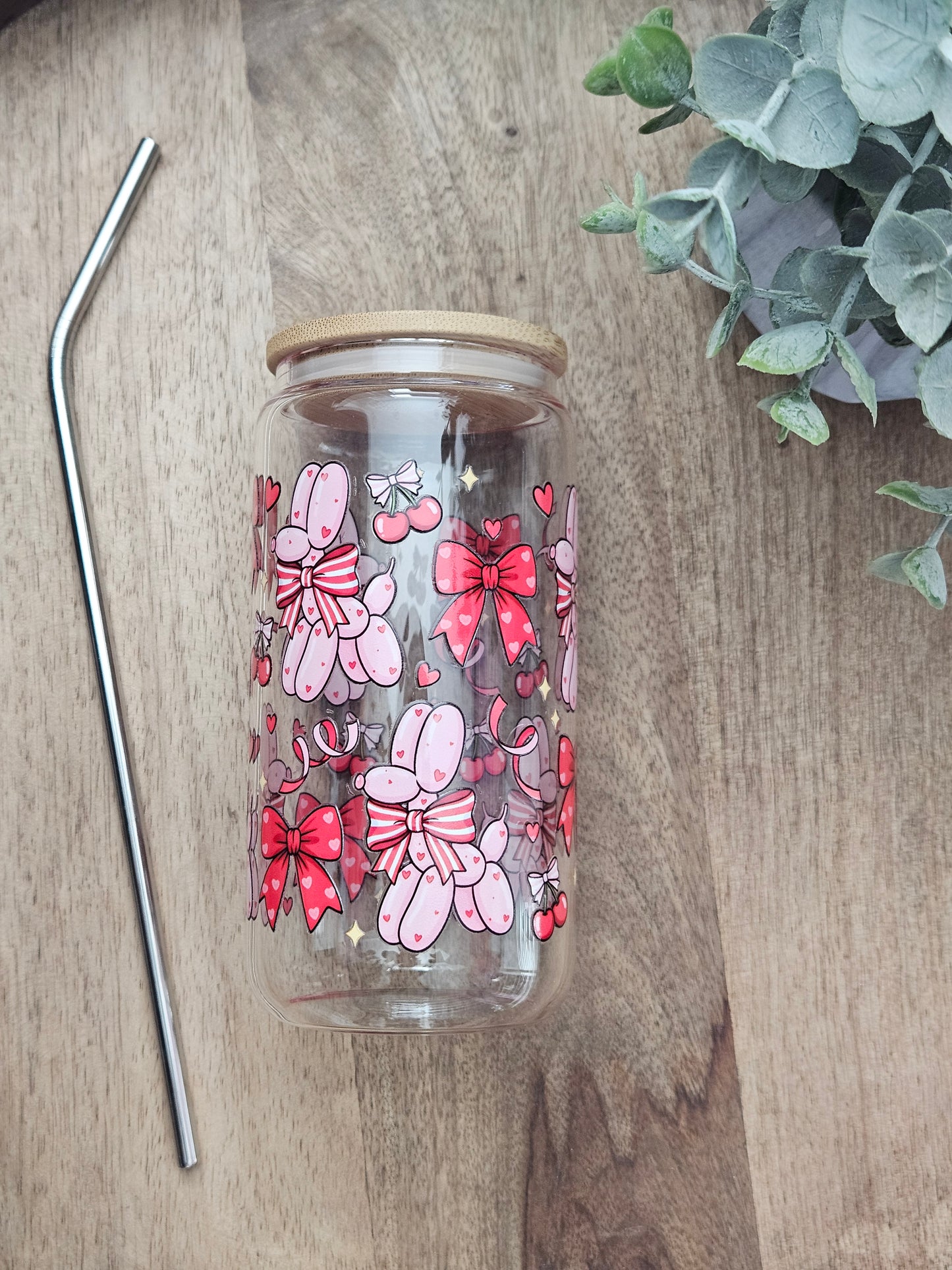 Valentine Balloon Dogs Glass Cup - Desert Blossom Gifts