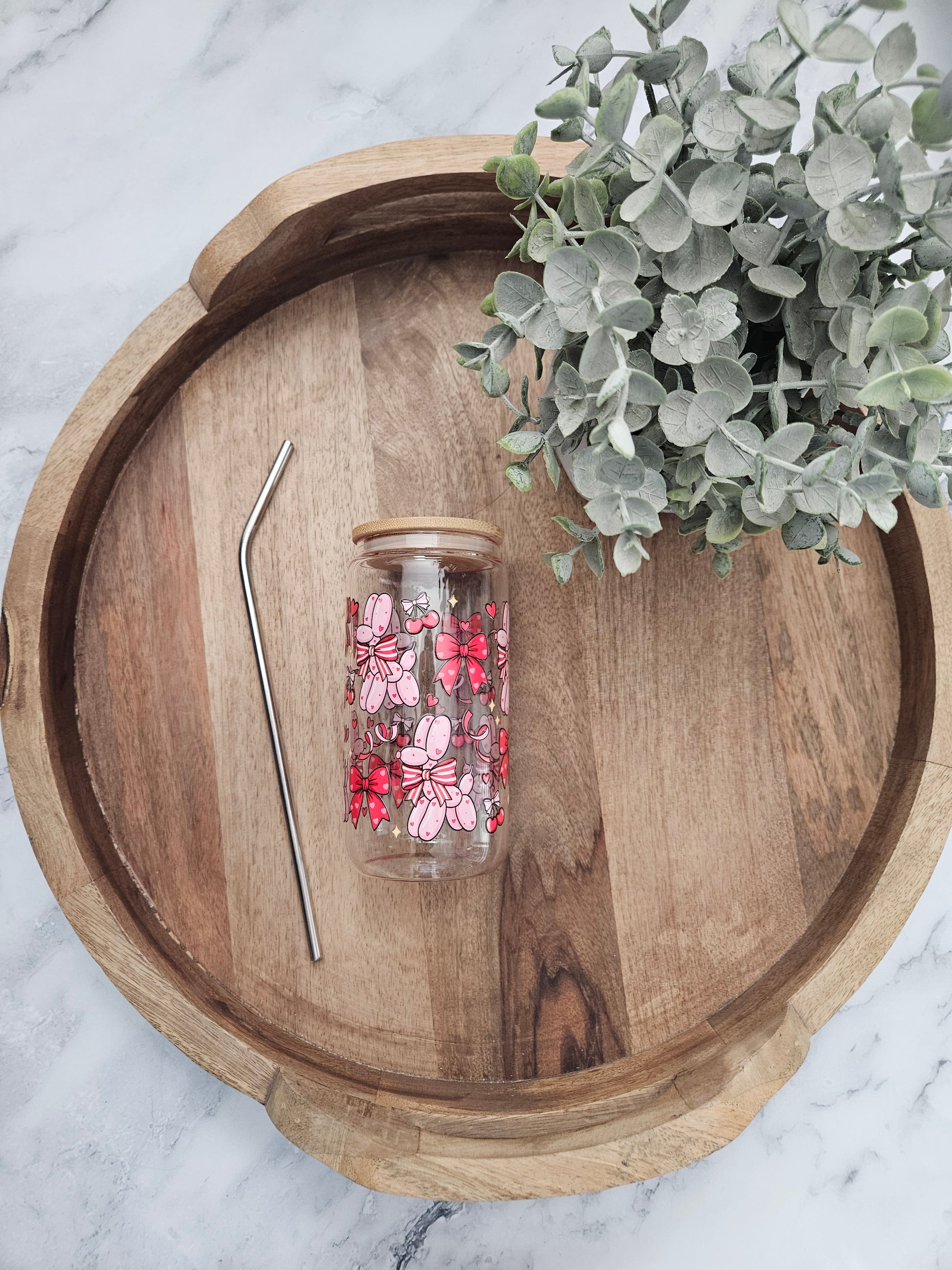Valentine Balloon Dogs Glass Cup - Desert Blossom Gifts