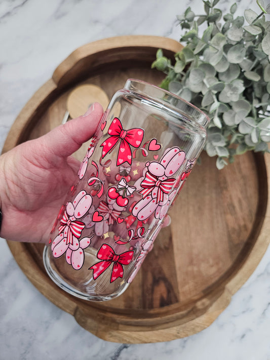 Valentine Balloon Dogs Glass Cup - Desert Blossom Gifts