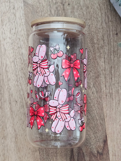Valentine Balloon Dogs Glass Cup - Desert Blossom Gifts